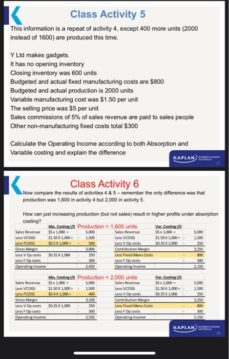 K Class Activity 5 This information is a repeat of activity 4,