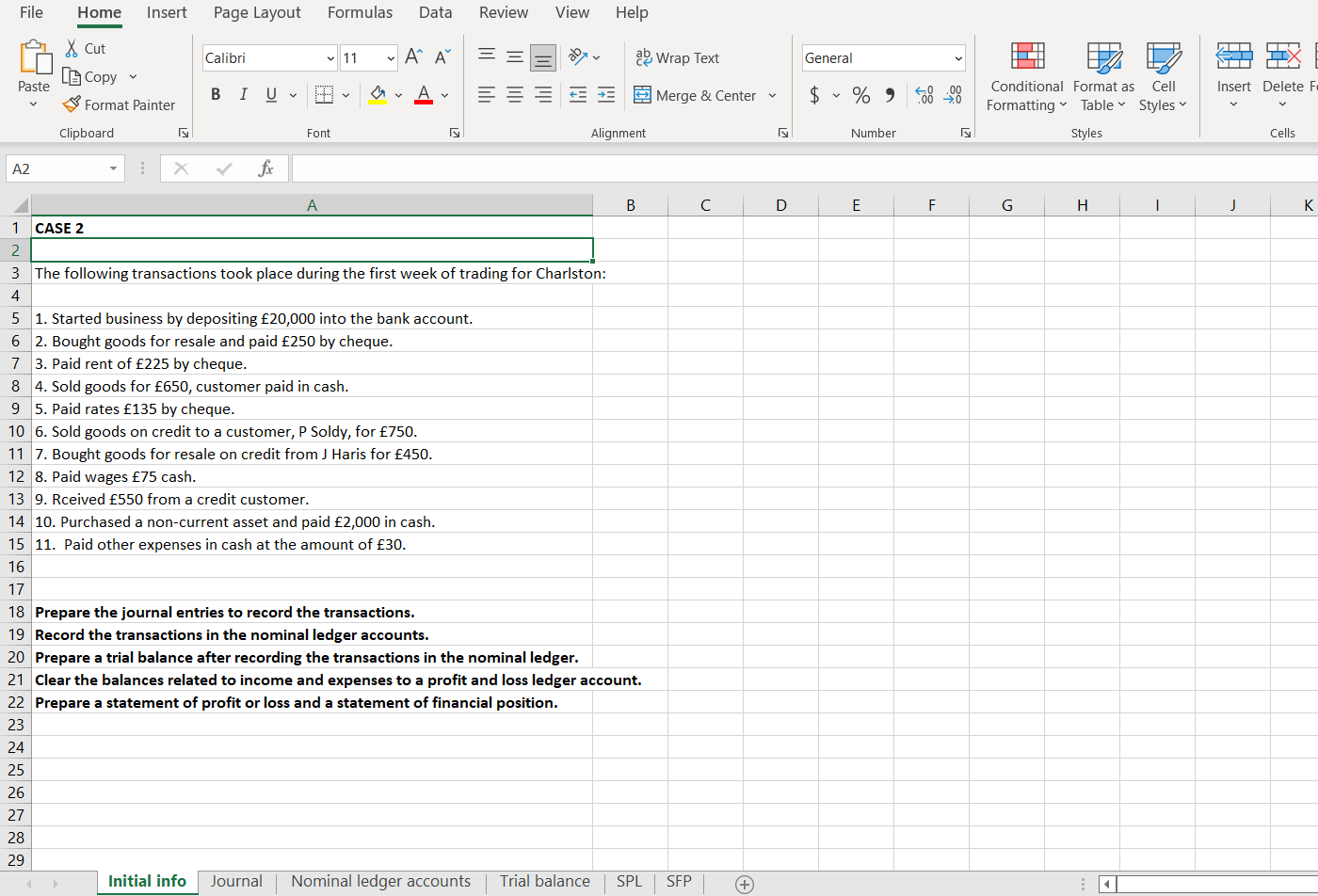 File Home Insert Cut Copy Paste Format Painter Clipboard A2 1 CASE