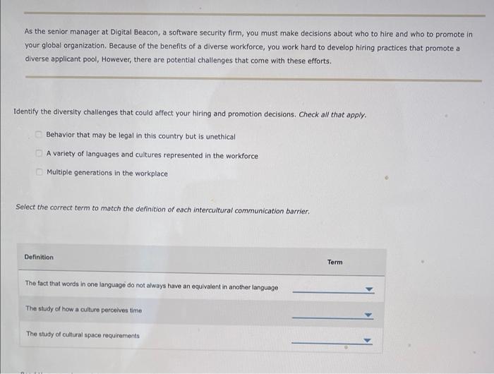 As the senior manager at Digital Beacon, a software security firm, you
