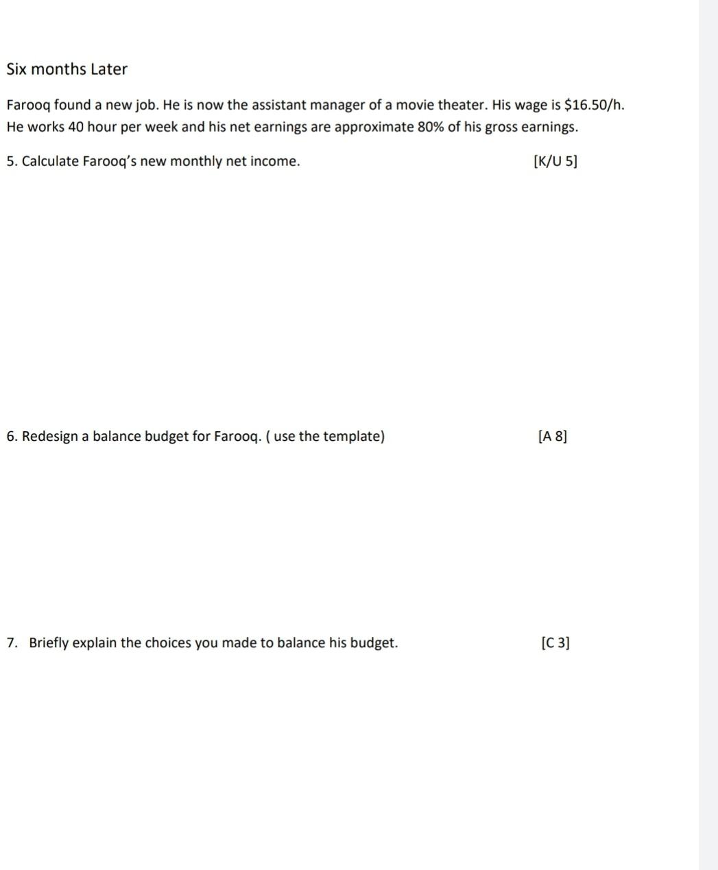 per month. He also works as a bartender at a restaurant Friday