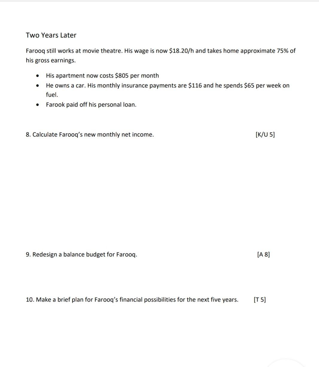 for $734 per month. He takes public transit to work and his