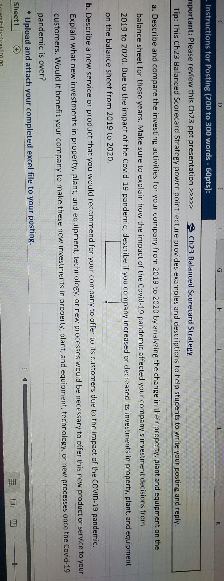 D E F G H Instructions for Posting (200 to 300 words
