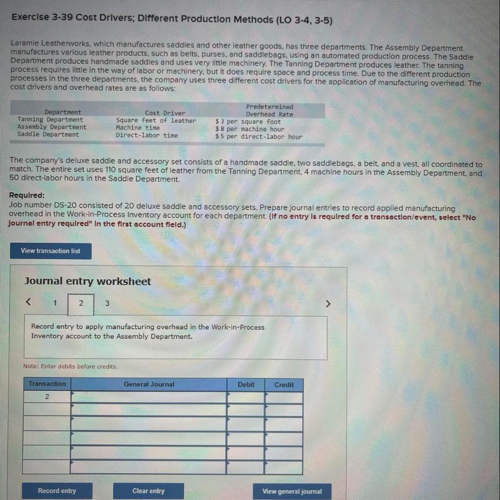 which manufactures saddles and other leather goods, has three departments. The Assembly