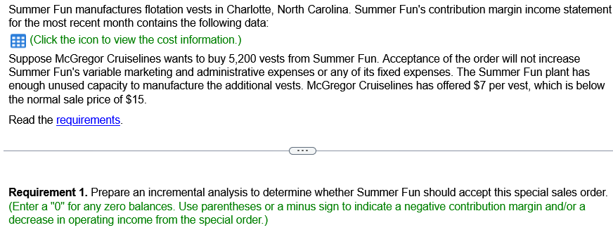 Volume of 33,000 Units Sales revenue Total $ 495,000 Less variable expenses: