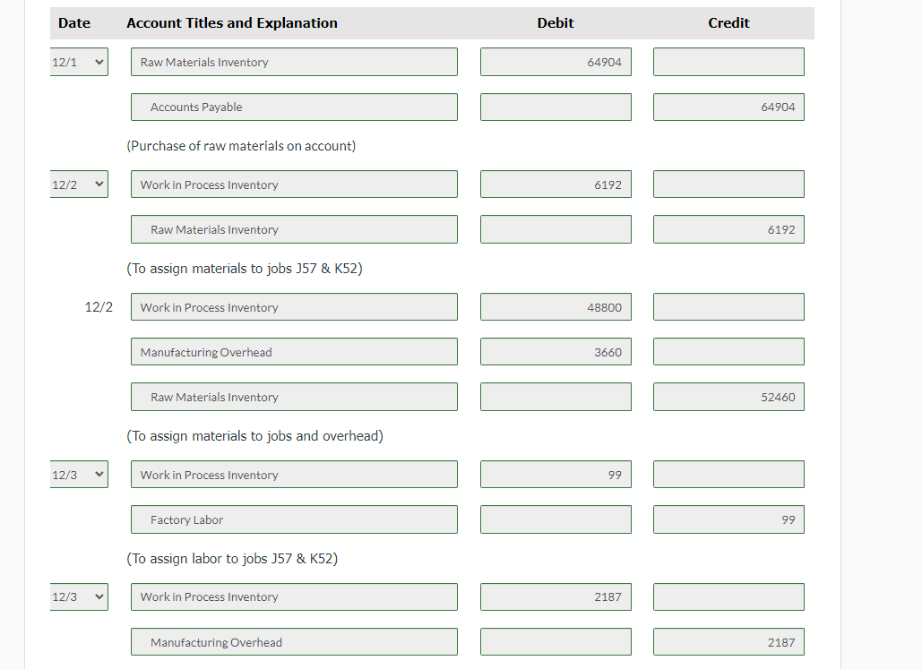one of its service locations this month. Job J57 and Job K52