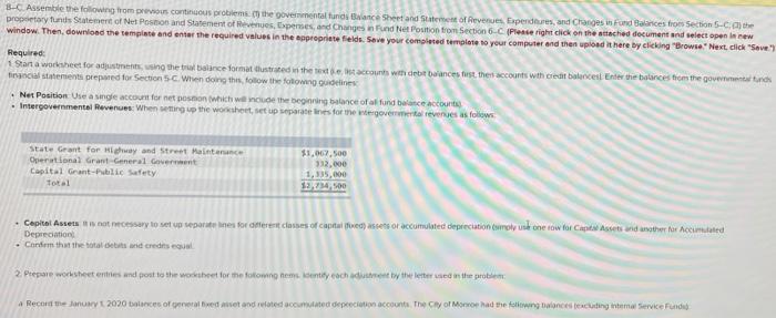 B-C Assemble the following from previous continuous problems the governmental funds Balance