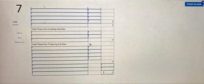 statement of cash flows. The completed comparative balance sheets and income statement