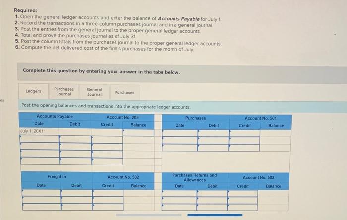 the net delivered cost of goods, posting to the general ledger, posting