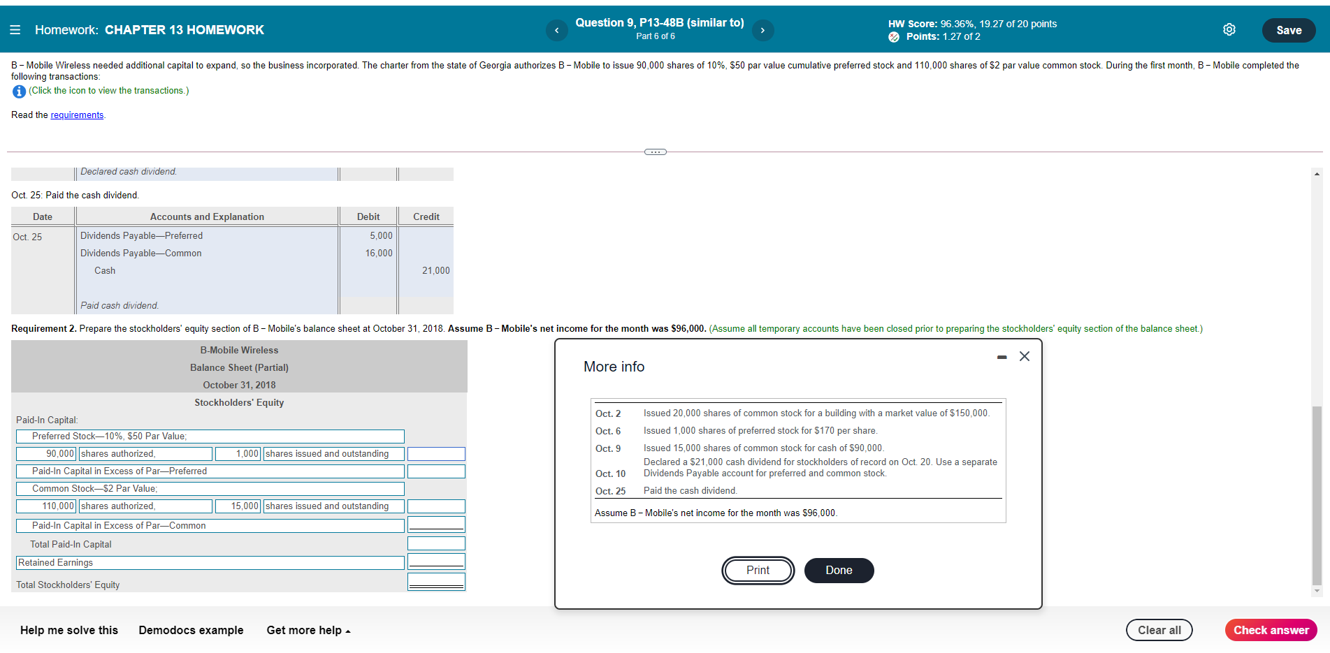 = Homework: CHAPTER 13 HOMEWORK Question 9, P13-48B (similar to) Part 6