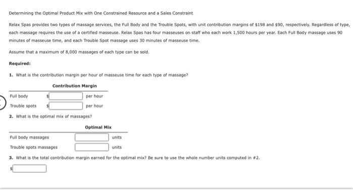 Determining the Optimal Product Mix with One Constrained Resource and a Sales