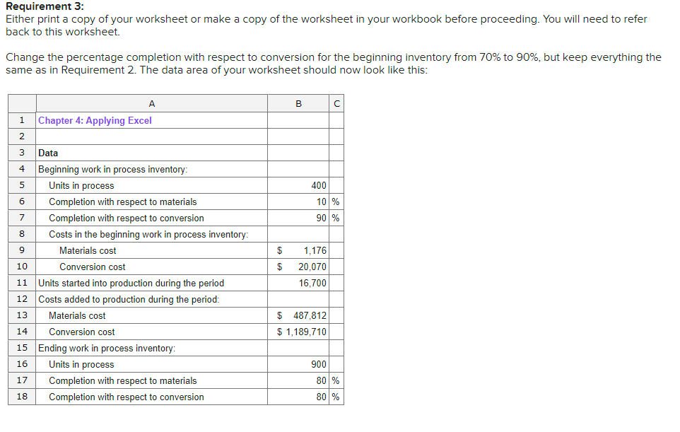 Beginning work in process inventory: Units in process 6 Completion with respect
