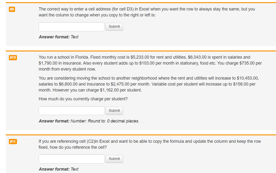 #9 #10 The correct way to enter a cell address (for cell