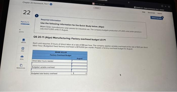 Chapter 20 Homework, Part 1 22 Required information Save & Cae 4
