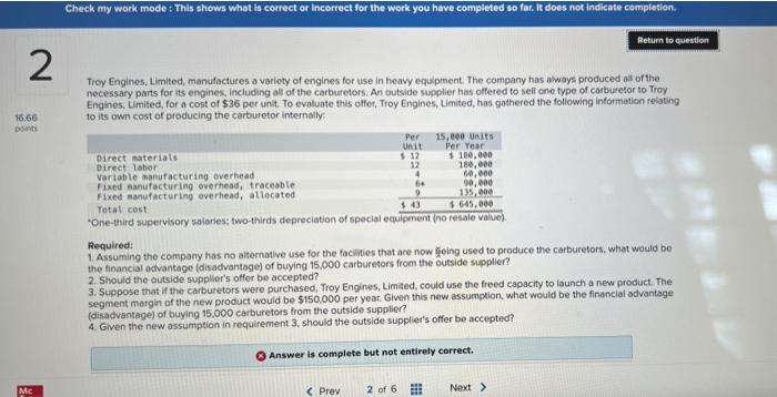 2 16.66 points Check my work mode: This shows what is correct