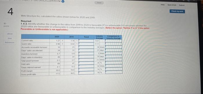 10 4 ebook Web Structure Inc. calculated the ratios shown below for