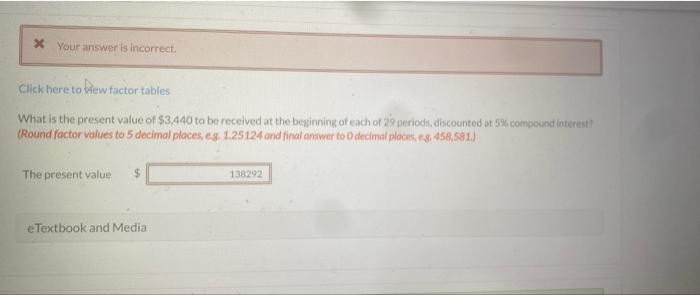 * Your answer is incorrect. Click here to view factor tables What