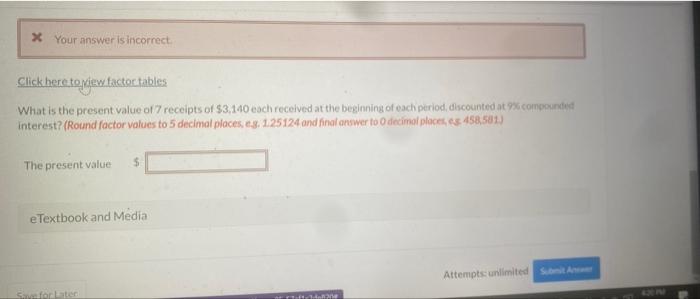 is the present value of $3,440 to be received at the beginning