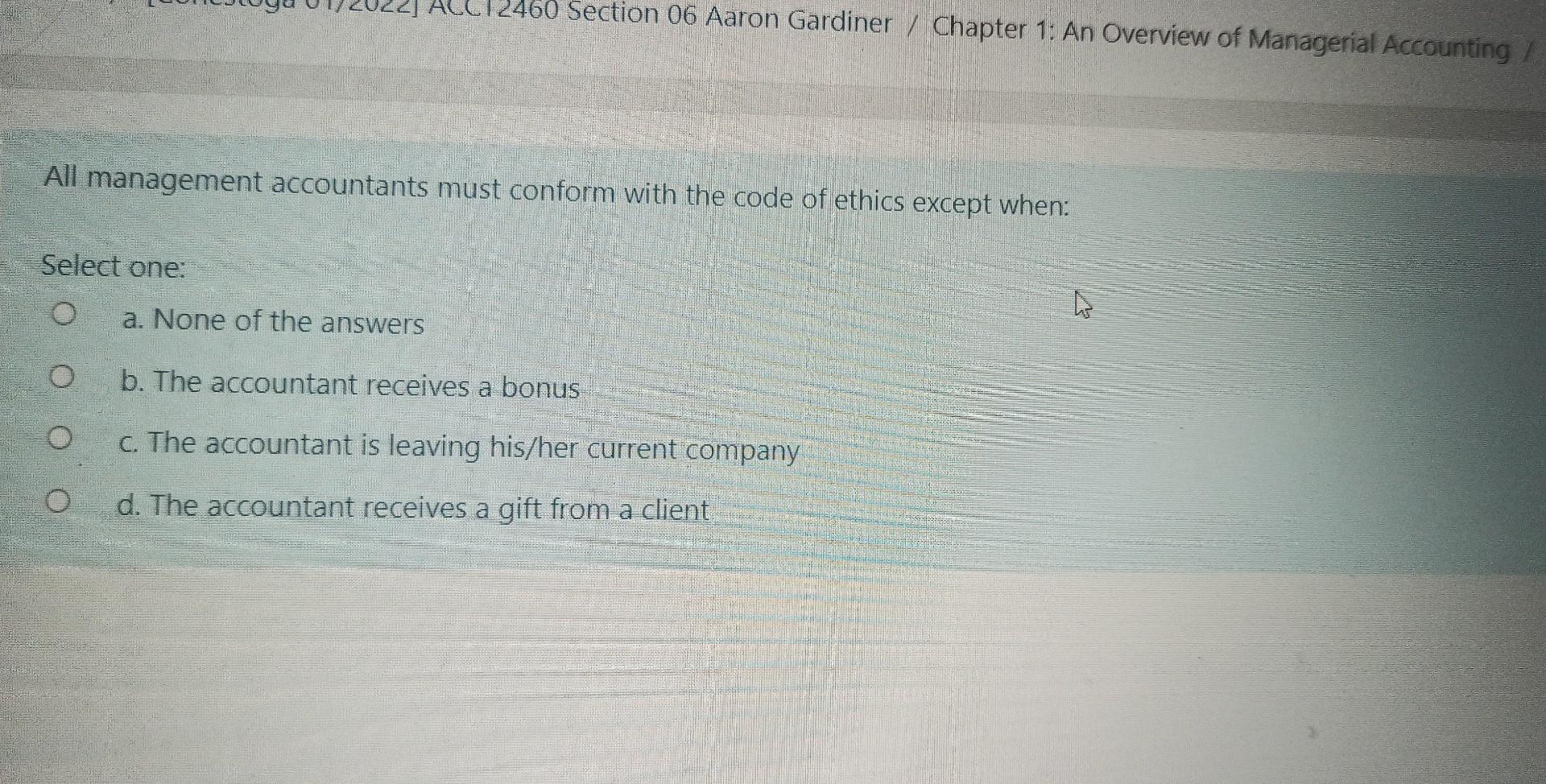 60 Section 06 Aaron Gardiner / Chapter 1: An Overview of Managerial