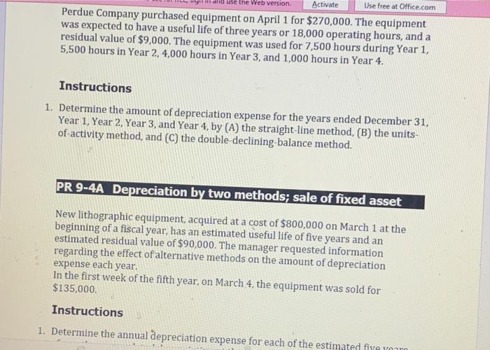 in and use the Web version. Activate Use free at Office.com Perdue