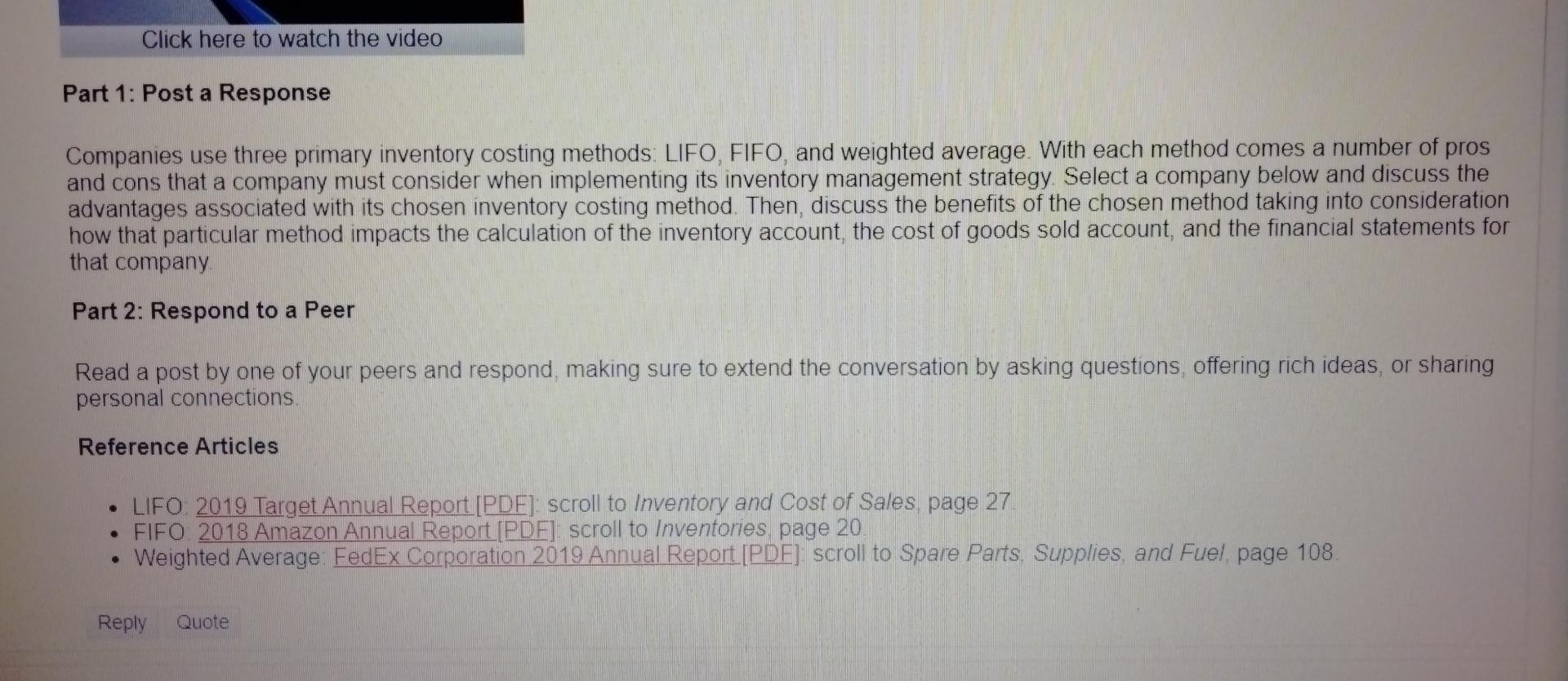 Click here to watch the video Part 1: Post a Response Companies