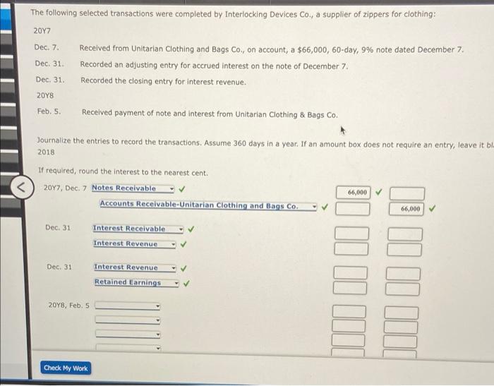 The following selected transactions were completed by Interlocking Devices Co., a supplier