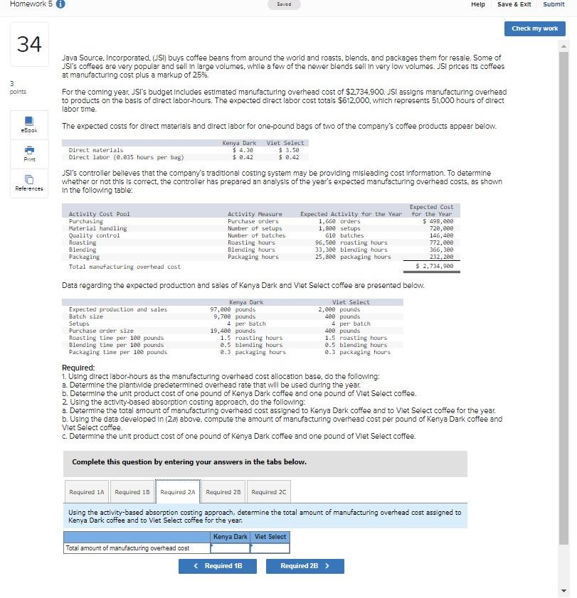 Homework 5 34 Saved Help Save & Exit Submit 3 points eBook