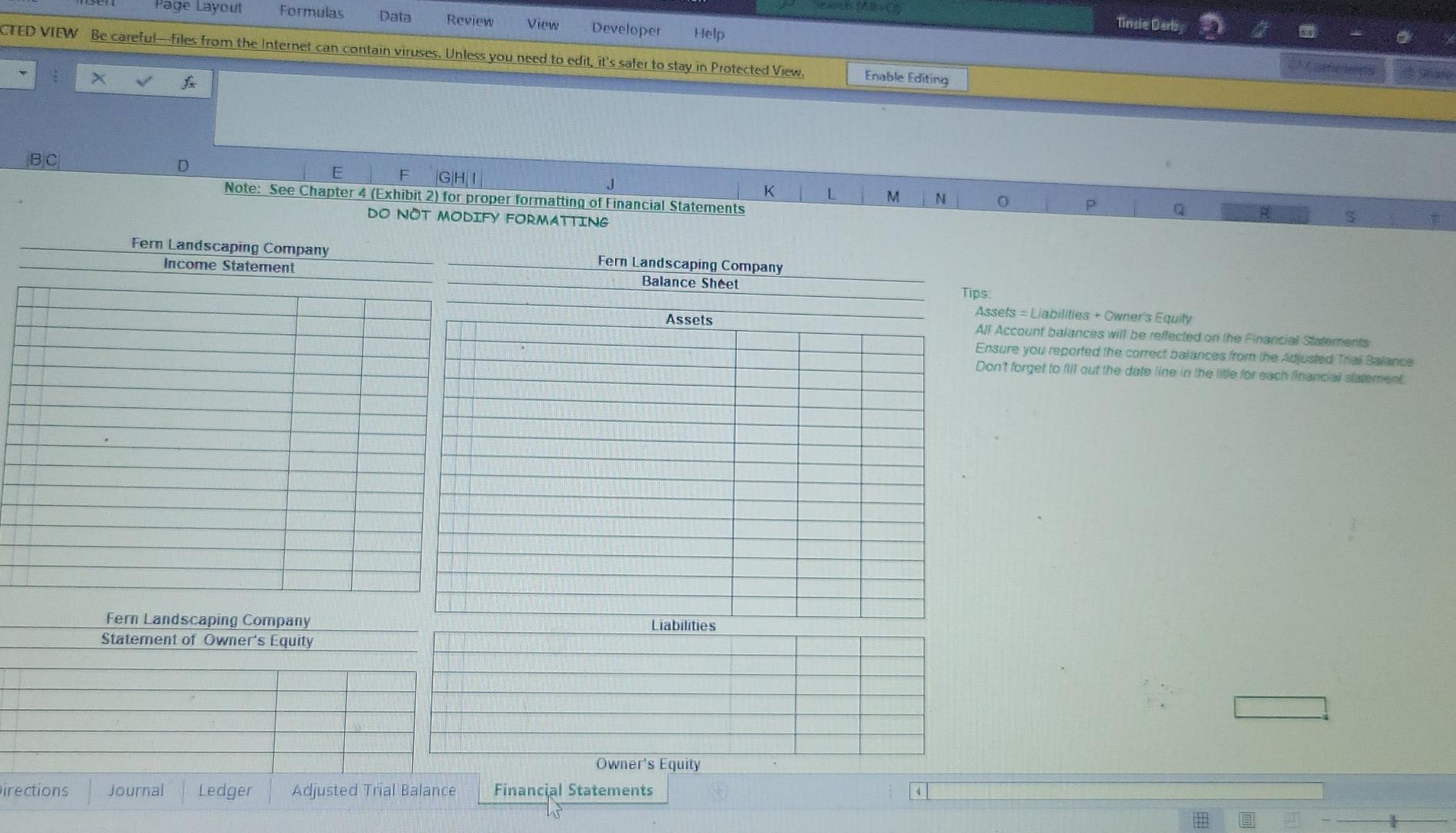 Adjusted Trial Balance. 5 Prepare financial statements for the month of November