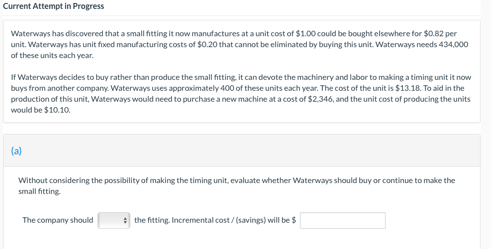 Current Attempt in Progress Waterways has discovered that a small fitting it