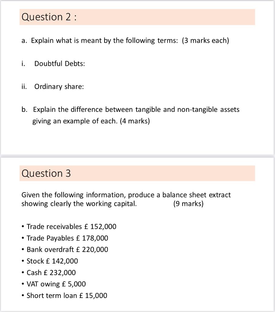 Question 2 : a. Explain what is meant by the following terms: