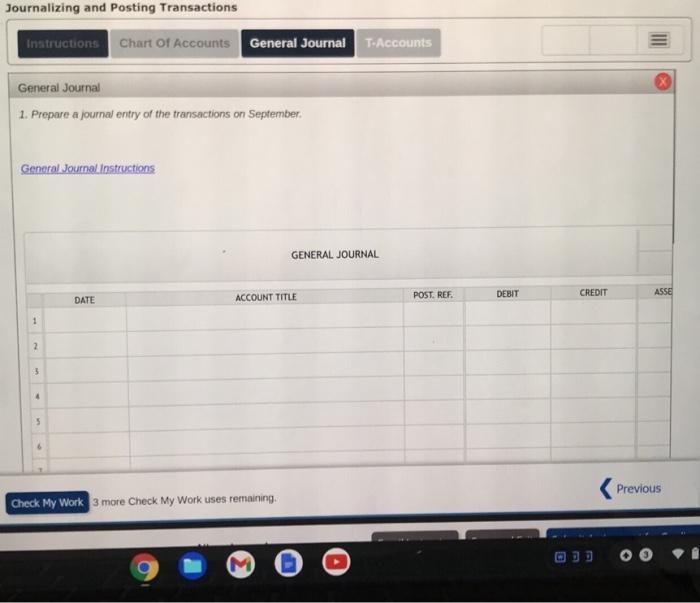 of hot tubs and swimming pools. During September the following transactions occurred: