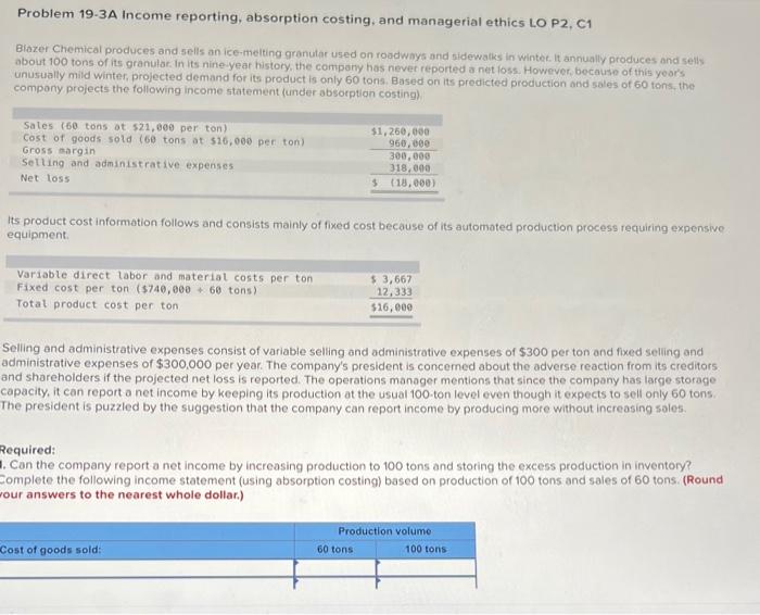 a. Sales and production data for these first two years follow. Units