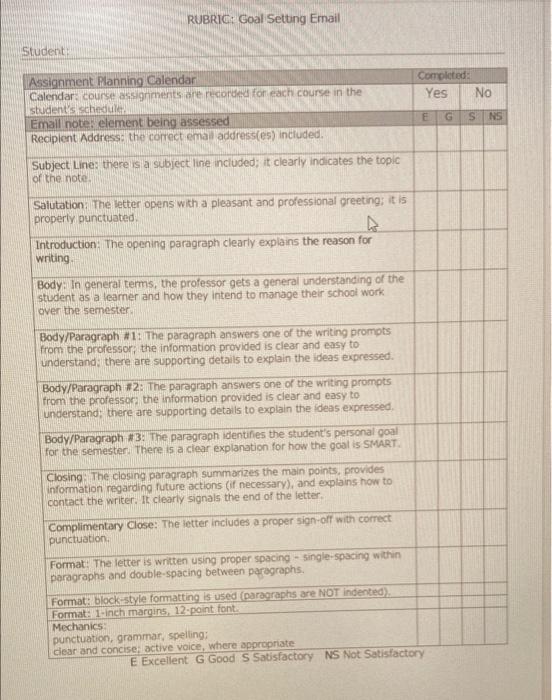 by your professor Begin by listing your courses, for each week of