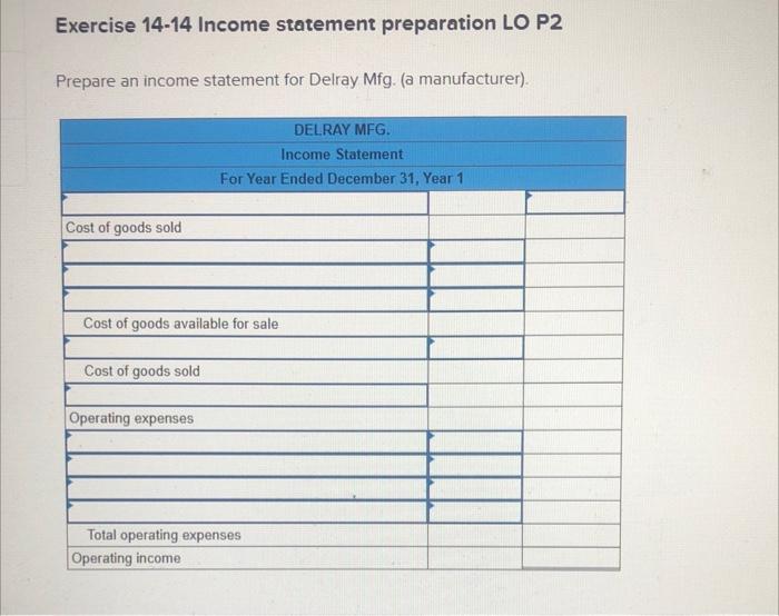 selected account balances are provided for Delray Mfg. Sales Raw materials inventory,