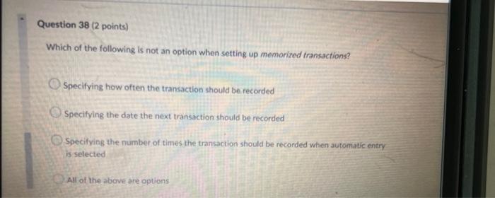 record: Omonthly rent payments I non-recurring transactions Oonly cash payments the purchase