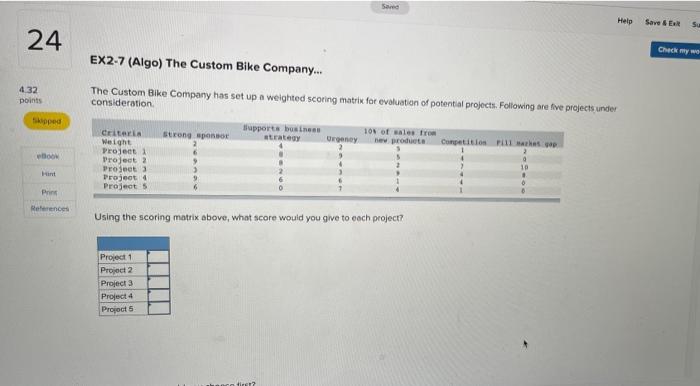 24 Saved Help Save & Exit Su Check my wo 4.32 points