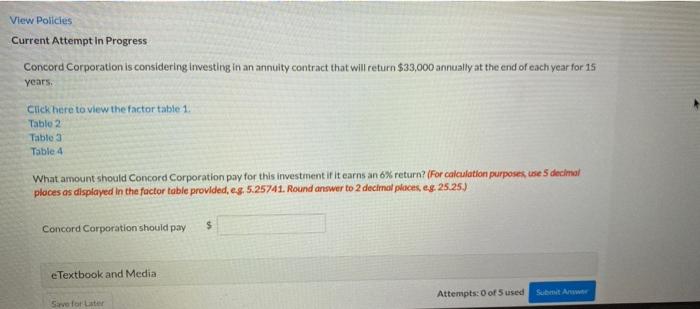 View Policies Current Attempt in Progress Concord Corporation is considering investing in