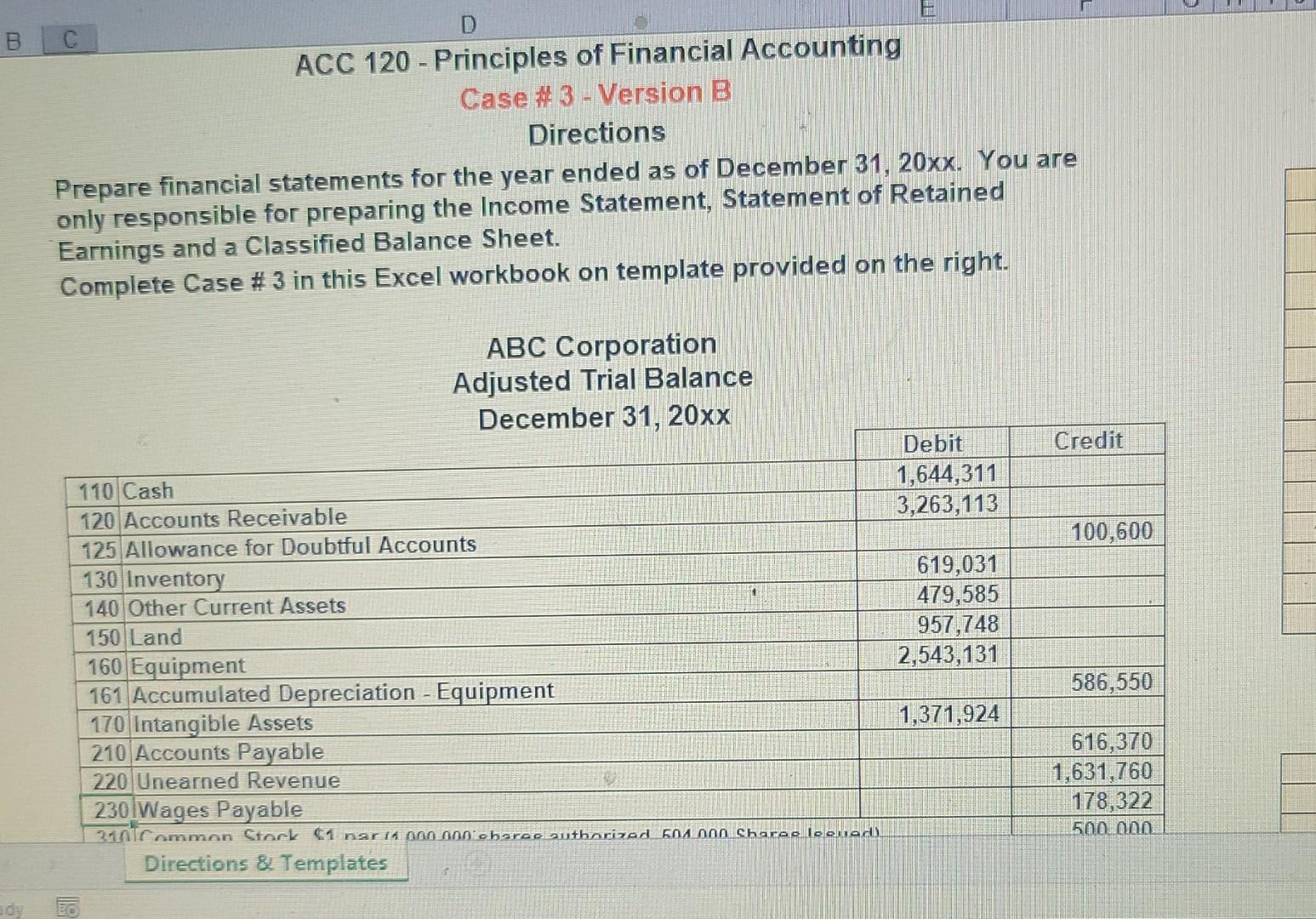 apps. f Earnings and a Classified Balance Sheet. D ACC 120 -