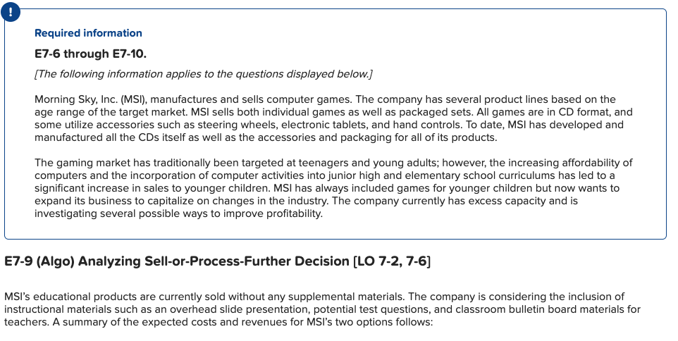 ! Required information E7-6 through E7-10. [The following information applies to the