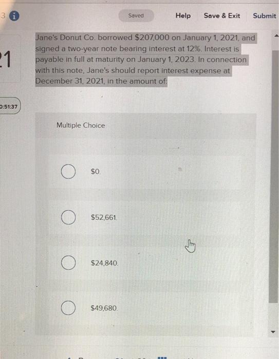 3 i Saved Help Save & Exit Submit 21 Jane's Donut Co.