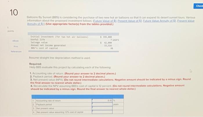 10 1 points Book Pin References Balloons By Sunset (BBS) is considering