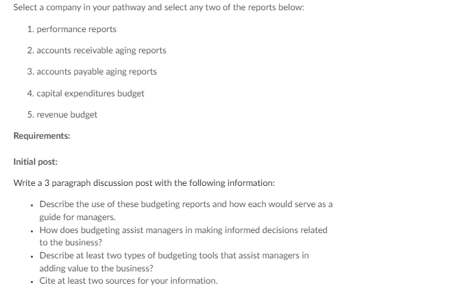 Select a company in your pathway and select any two of the