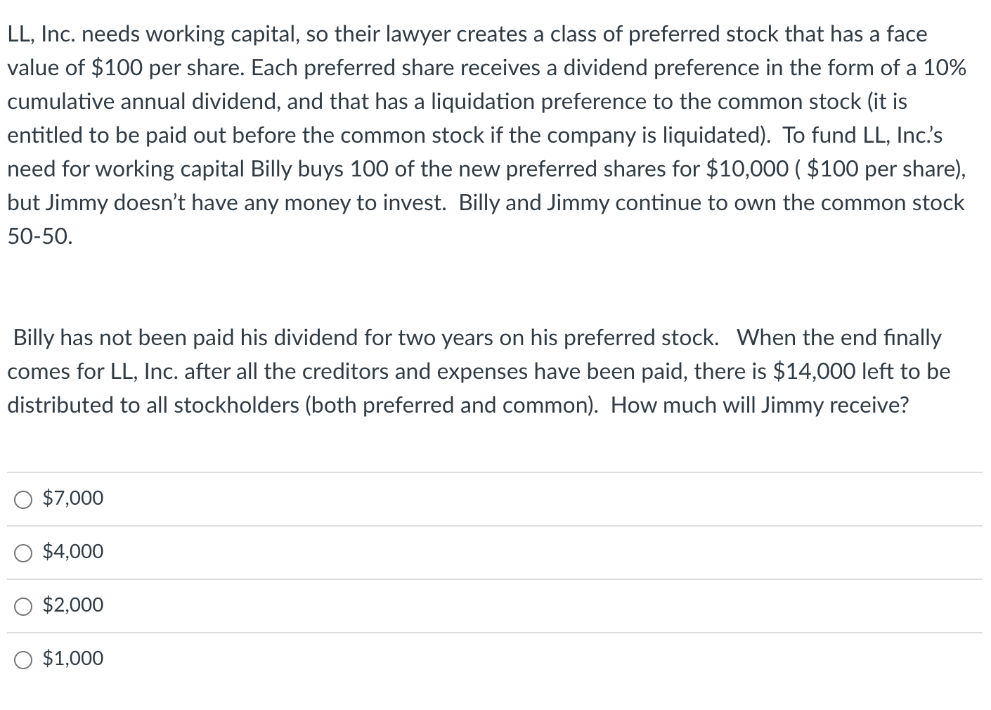 LL, Inc. needs working capital, so their lawyer creates a class of