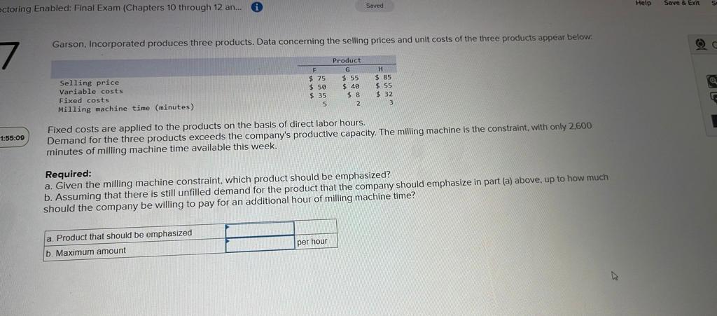 octoring Enabled: Final Exam (Chapters 10 through 12 an... 7 Saved Garson,