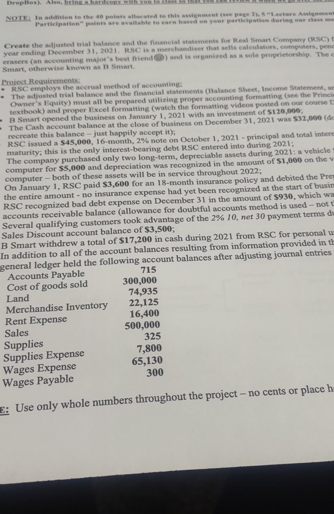 DropBox). Also, bring a hardcopy with you to class so that you