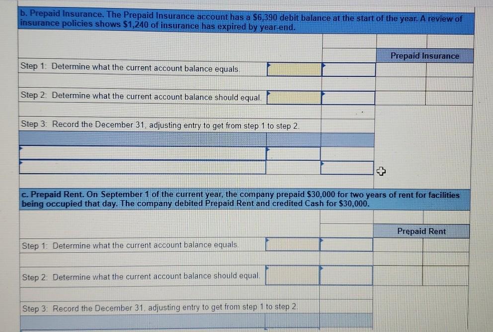prepaid asset account at December 31. Step 1: Determine what the current