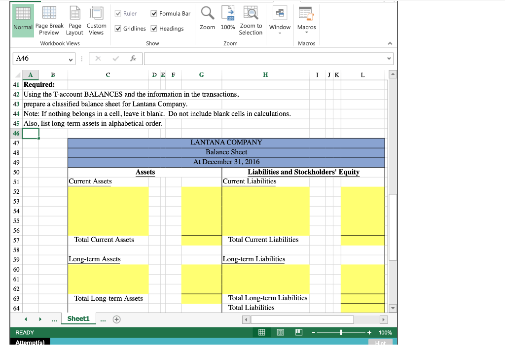 company's classified balance sheet at the month end based on those transactions.