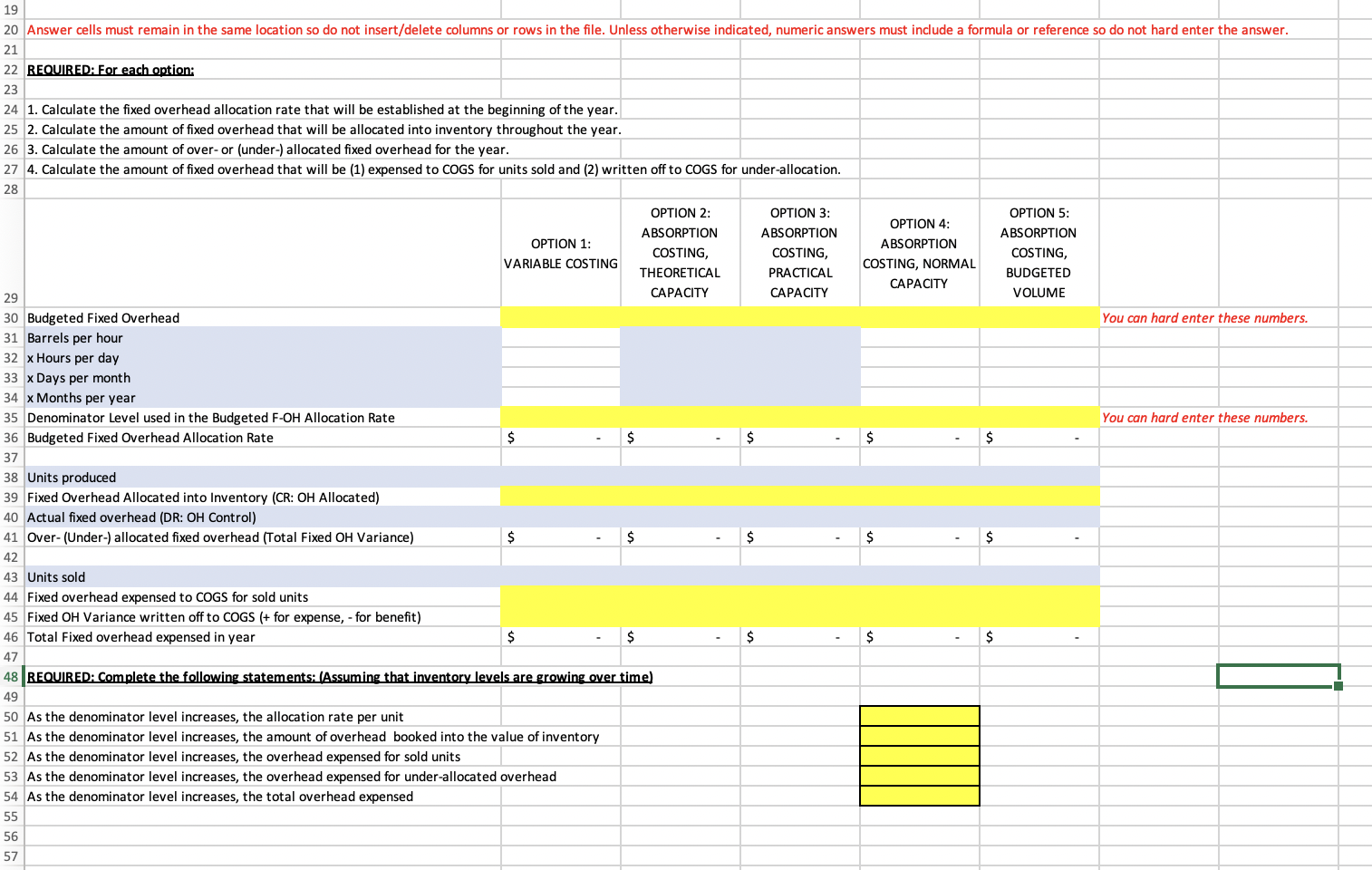 B D E F G H Free work cells Answer cells 3