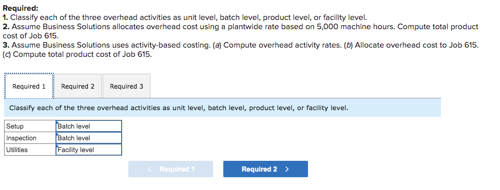the furniture industry, Santana Rey decides to analyze overhead cost at Business