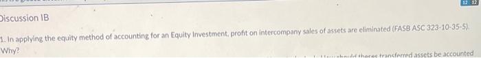 12 12 Discussion IB 1. In applying the equity method of accounting