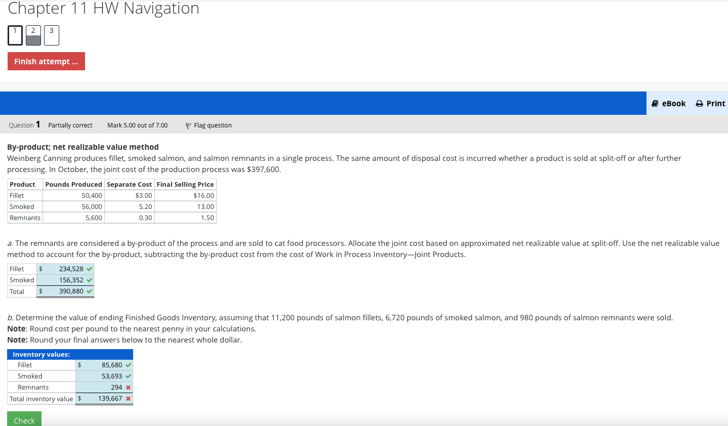 Chapter 11 HW Navigation 2 3 Finish attempt ... Question 1 Partially